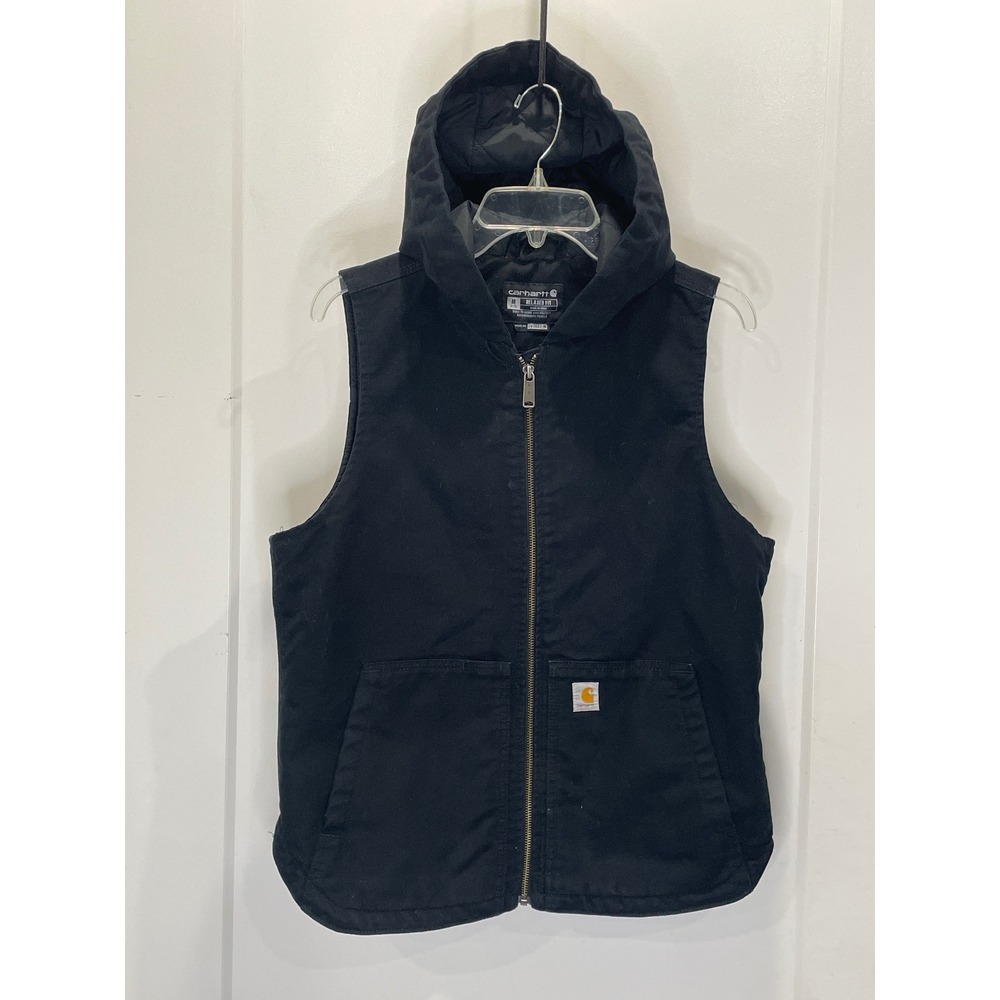Carhartt Womens Hooded Vest Canvas Workwear Layering Medium Relaxed Fit